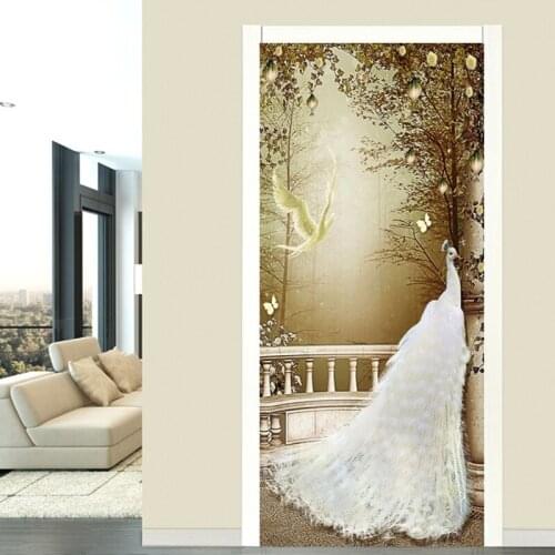 3D Animal Landscape Door Sticker Living Room Restaurant Wallpaper PVC Self-Adhesive Waterproof Door Poster Home Design 3D Decal