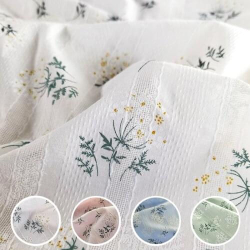 50*140cm Japanese-style Daisy Jacquard Cotton Fabric Floral Small Fresh Dress Tablecloth Curtain DIY Fabric