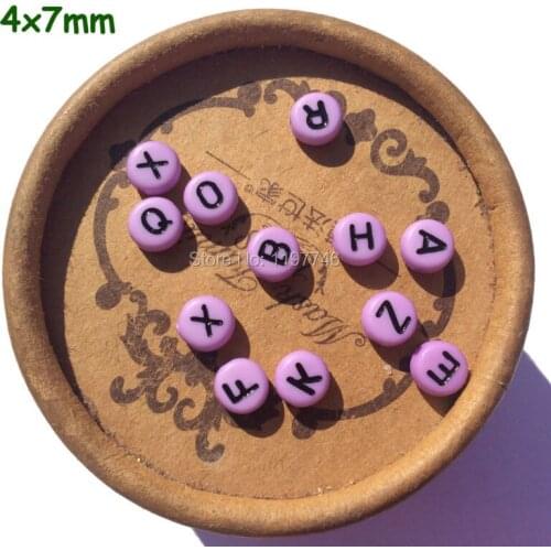 Alphabet Flat Round Acrylic Beads Hot Purple Random Mixed A to Z Letter 7mm 3600Pcs DIY Jewelry Making Bubblegum Bracelets