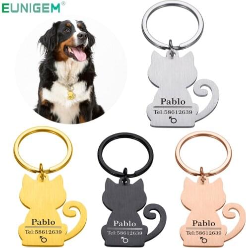 Pet Dog Anti-lost Keychain Accessories Customized Dog Cat ID Tag Name Telephone Keychain Free Engraving Multiple Languages