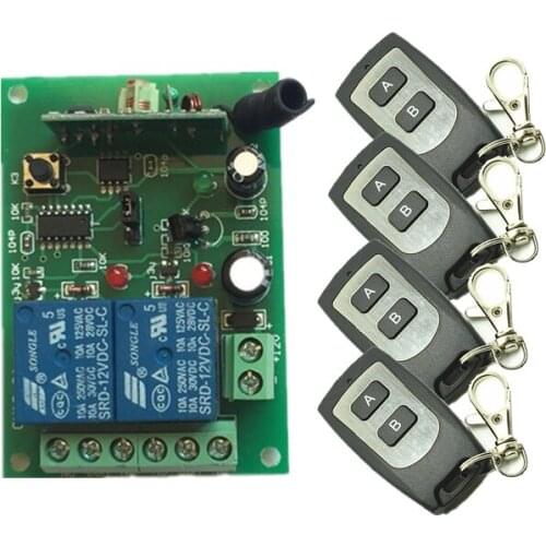 DC 12V 24V 2CH 10A RF Wireless Remote Control Switch System Waterproof Transmitter + Receiver 315/433 MHz Jog / Toggle