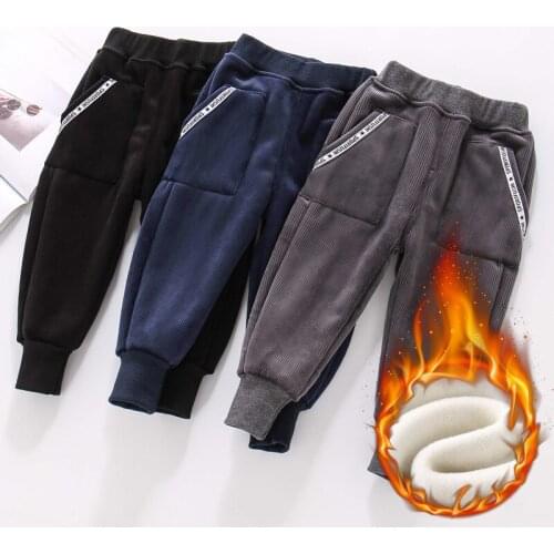 Kids Boys Pants 2021 New Autumn Winter Children Warm Thicken Boys Sports Casual Trousers Pants For Girl 2 3 4 5 6 Year Wear