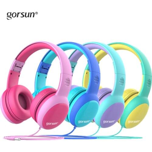 Gorsun Kids Headphones with limited volume, Children Headphone with decorative ears Ear, for boys and girls, Wired Headset