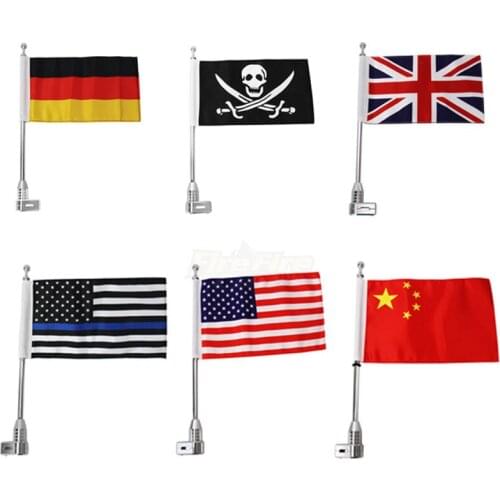 Chrome Motorcycle Luggage Rack Pole Skull Germany China American National Flag For Honda GoldWing GL1800 Motorbike Parts