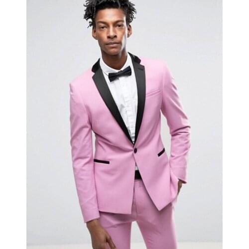 Tailor Made Mens One Button Fashion Wedding Suits Pink Two Pieces Groom Tuxedos Groom Suit Men Suits (Jacket+Pants)