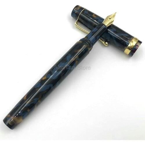 Jinhao Business Resin Acrylic Blue & Black Fountain Pen With Converter EF/F/Bent Nib Writing Pen Supply For Office & School