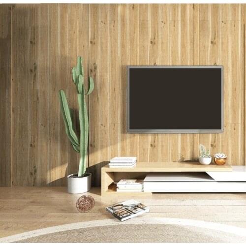 Chinese Vertical Bar Wood Grain Wallpaper TV Background Living Room Home Decor PVC Self Adhesive Waterproof Log Color Stickers