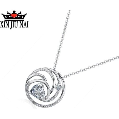 2020 New Arrival CZ Sterling Wedding Circle Pendant Necklace with Crystal Rhinestone Girls Wedding Accessories Women Jewelry