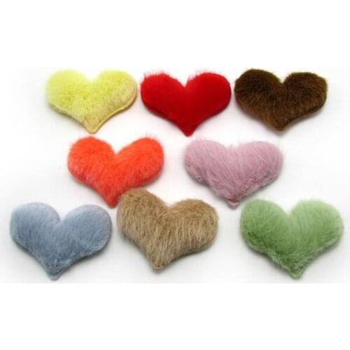 Sew on 5*3.6cm 20pcs/lot Mink fur leopard heart Padded Patches Appliques For Clothes Sewing Supplies Decoration