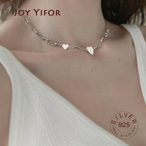 925 Sterling Silver Necklace heart chocher Necklace For Women Summer Fashion Jewelry