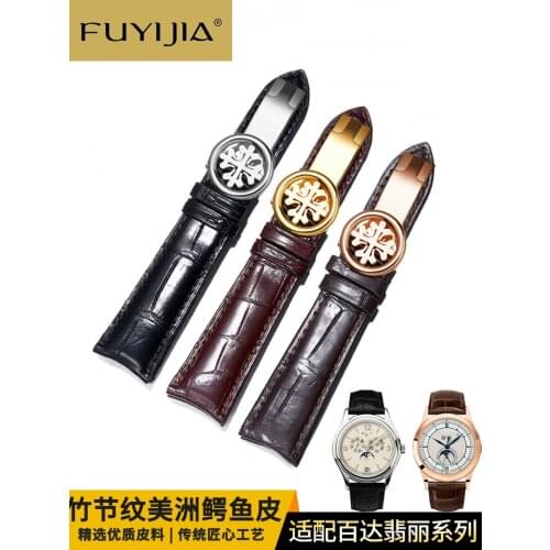 Bamboo Pattern American Crocodile Skin Strap Men Women Genuine Alligator Watchbands18MM 19MM 20MM 21MM 22MM Folding Buckle Bands