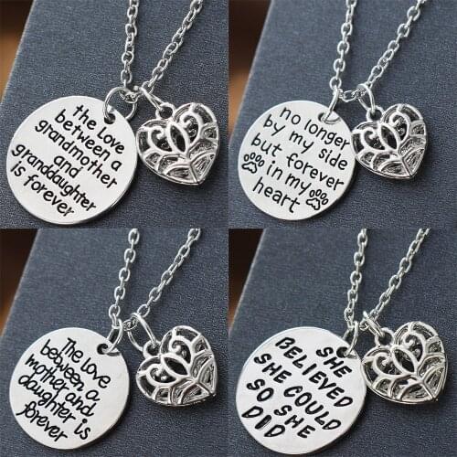 Family Love Hollow Heart Mothers Daughter Dogs Paws Print Chain Charm Pendant Necklace Jewelry Grandma Gift Women Choker Collar