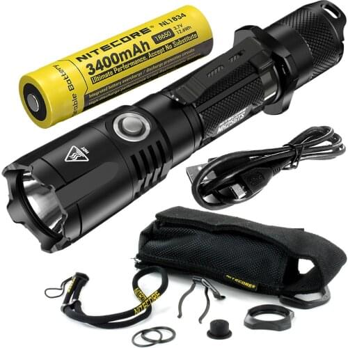 NIitecore MH25GTS LED Flashlight CREE XHP35 HD 1800 Lumens Tactical Flashlight by 18650 Rechargeable Battery for Campping