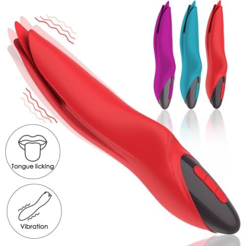 Clit Vibrator Tongue Licking Magic Wand Nipple Clitoral Stimulation Breast Massager Oral Sex Vibrator Toys For Woman Sex Shop