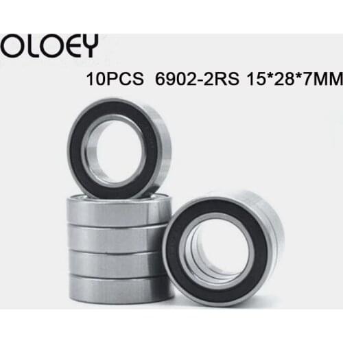 High Quality 6902-2RS Bearing ABEC-1 (10PCS) 15x28x7 mm Metric Thin Section 6902 2RS Ball Bearings 6902RS 61902 RS