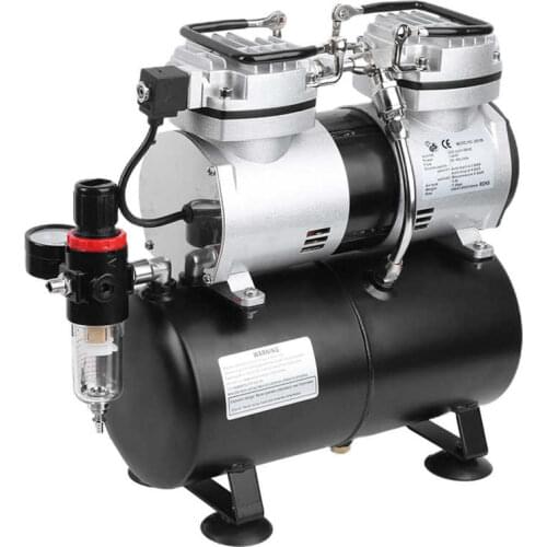 1/4HP Professional Air Compressor Pump Air Brush Spray Pump Airbrush Dual Cylinder Spray Kit for Painting