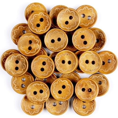 100pcs 15mm Wooden Buttons For Handwork DIY Scrapbook Crafts Sewing Accessories Wood Button Clothing Supplies Home Decor