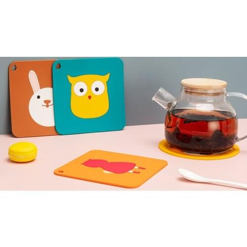 15cm Cartoon Silicone Coaster Home Office Milk Coffee Cup Mat Heat Insulation Non-slip Dinner Cute Animals Cup Pad Mug Coaster