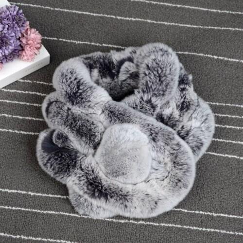 18 Colors Fluffy Warm 2017 Women 100% Rex Real Rabbit Fur Scarf Collar Winter Ring Pompom Pom poms Neck Warmer Cachecol Bufandas