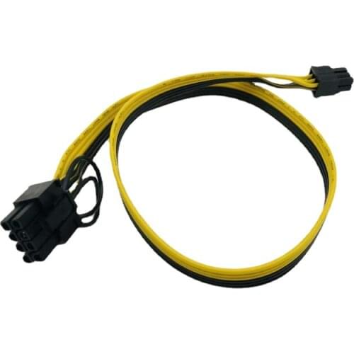 2pcs 80cm PCIe 6pin to 8pin(6+2) Male to Male PCI-E Power Cable for GPU Power Supply Breakout Board Adapter for Ethereum Mining