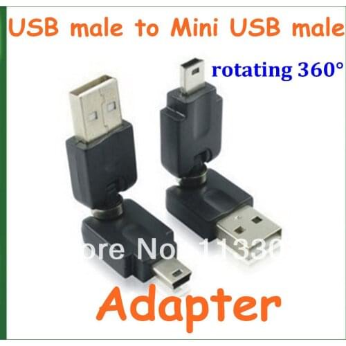 20pcs USB 2.0 Male to Mini USB Male Converter 360 Degree Rotation Angle Extension Adapter Adaptor Connector