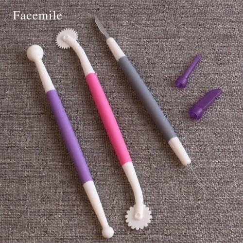 3Pcs/Set Fondant Cake Decorating Modelling Tools Fondant Needle Cake Pastry Carving Cutter Flower Clay Baking Craft Set 52115