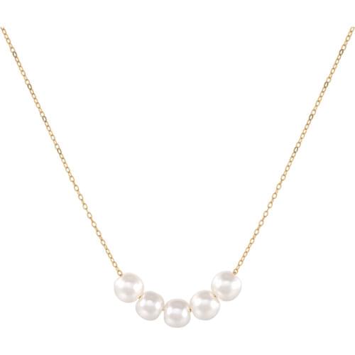 CANNER Solid Zircon Pearl Clavicle Necklace For Women 925 Sterling Silver Jewelry Pendant Chain 18K Choker Bijoux Collar Joyero