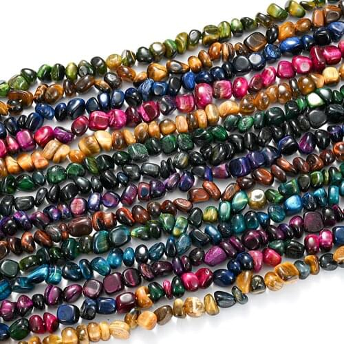 Irregular Natural Tiger Eye Beads Smooth Loose Spacer Beads for Jewelry Making DIY Bracelet Charms Accessories 8-10mm 15'' Stand