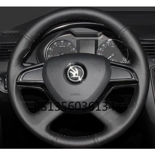 Suitable for Skoda Octavia Fabia Superb Yeti Kodiaq hand-stitched steering wheel cover leather suede grip cover