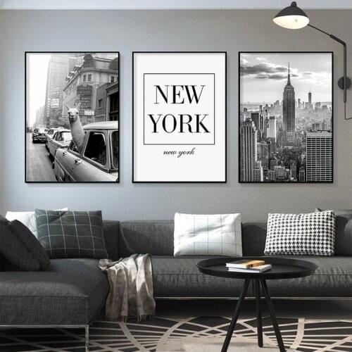 Black and White Alpaca in Taxi New York City Canvas Paintings Retro Poster and Print Wall Art Pop Pictures for Living Room Decor