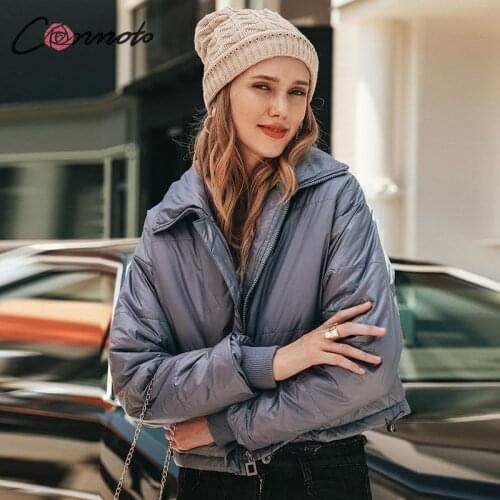 Conmoto High Fashion Winter Women Parkas Coat Warm 4 Color Solid Coats Female Zipper Lace Up Hem Jacket Plus Size