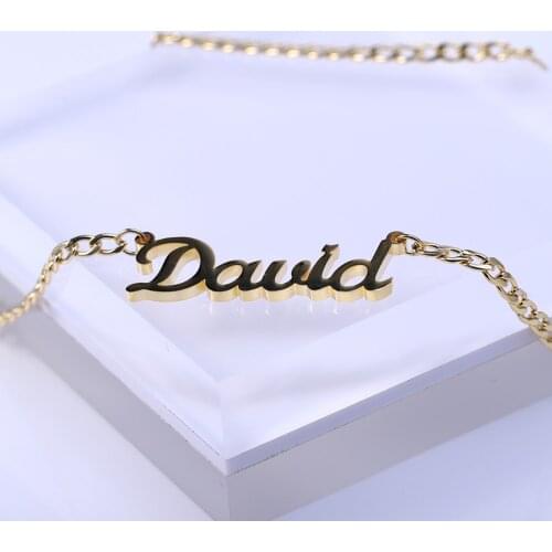 Zciti Customized Fashion Stainless Steel Name Necklace Personalized Letter Gold Necklace Pendant Nameplate Gift