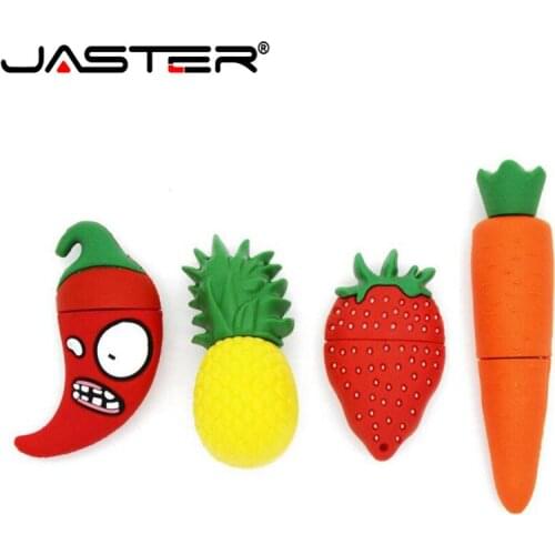 JASTER wholesale strawberry carrot Cartoon model usb flash drive 2.0 4g/8g/16g/32g fruit pen drives pepper memory stick U disk