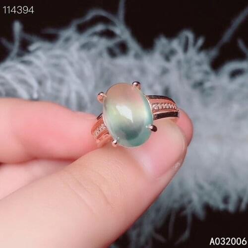 KJJEAXCMY fine jewelry 925 sterling silver inlaid natural Prehnite ring delicate new female gemstone ring popular support test