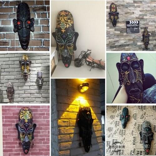 Creative African Character Mask Adornment Resin Wall Hanging Creative Home Adornment Point KTV Bar Decorative Wall Carving Art I
