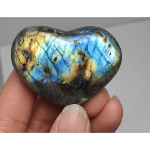 1pcs Heart Shape Labradorite Madagascar Natural Moonstone Reiki Energy Healing Stone Mineral Rock Crystal Pendant DIY Love Gem