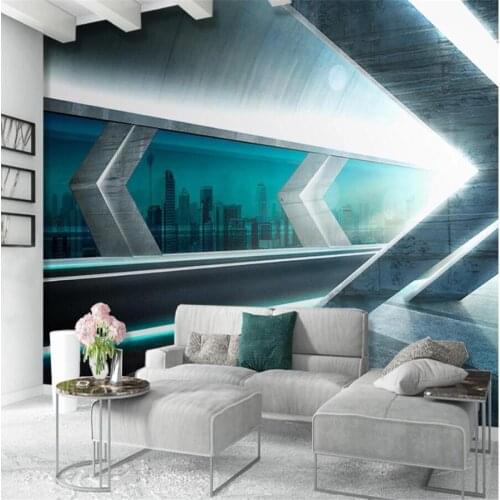 Milofi custom 3D wallpaper mural modern 3D technology city highway space background wall living room bedroom decoration painting