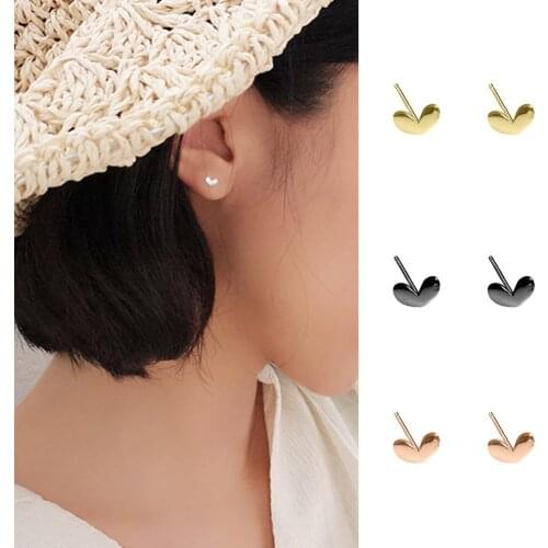 Minimalism Silver Plated Mini Love Heart Stud Earrings for Women Fashion Jewelry Birthday Gift