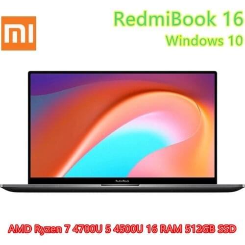 Xiaomi RedmiBook 16 Laptop 16.1 inch AMD Ryzen Edition 7 4700U 5 4500U 16 8GB RAM 512GB SSD ROM Notebook Computer Graphics Card