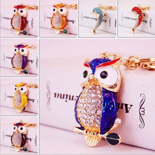 New Diamond Painting Women Bag Keychain Fashion Cartoon Cute Bird Owl Keychain Handmade Diamond Mosaic Rhinestones