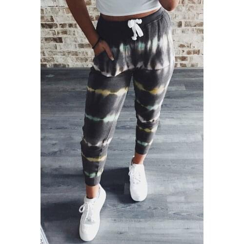 New Women Yoga Pants Casual Summer Stripe Long Pants Ladies Home Yoga Training Wear Sports Fitness Exercise Pocked Tie-dyed 2020