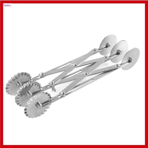 New Adjust Stainless Dual Head 6 Blades Pie Cookie Pizza Wheel Cutter Roller Baking Pastry Divider Cutter