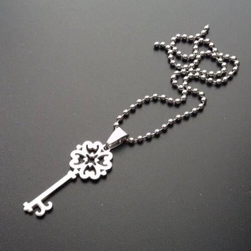 Beads chain necklace mens key pendant couple necklace jewelry on the neck stainless steel necklace gifts for a man Accessories