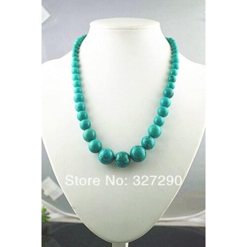 100% Natural Stone Handmade 18'' Natural Howlite Tower Necklace 6~16mm Beads Necklace free shipping