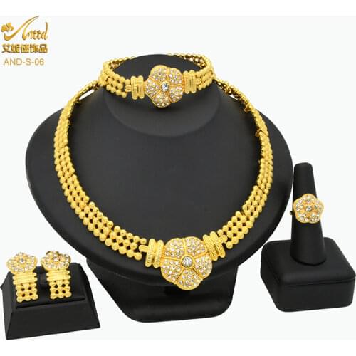 ANIID Jewlery Set Wedding Ring Bridal Jewelery Chocker Necklace For Womenset Earing Designer Earrings Gold Nigeria Ethiopian 24K