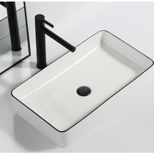 Sink Ceramic White Square WashBasin Countertop Sinks Drainer Nordic Ceramic Washbasin Art Basin Shampoo Bowl