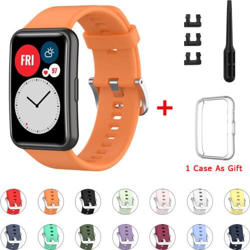 Watchband For Huwei Watch Fit Silicone Watch Strap With TPU Soft Cover Full Screen Protector Case For Huwei Watch Fit TIA B09