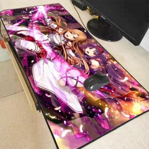 XGZ Anime Girl Sword Art Online Keyboard Gaming Large Locking Edge Mouse Pads Rubber Mouse Durable Desktop Mousepad for CSGO XL