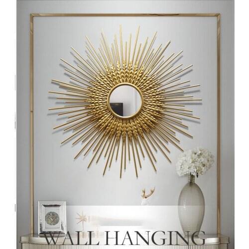 Modern Wrought Iron Restaurant Wall Hanging Decorative Mirror Crafts KTV Home Sofa Background Wall Metal Murals Ormaents Decor