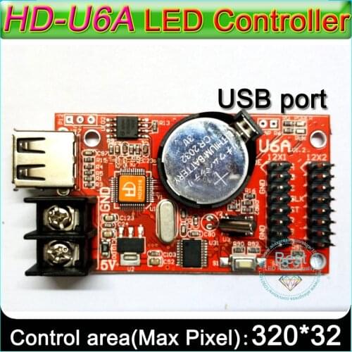2019 Super value HD-U6A USB port Single&double color LED signs controller, P10 Single color LED display control card